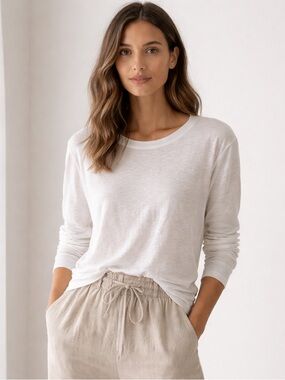 Vincent Lightweight Long Sleeve Tee White (XS but fits S) oversized